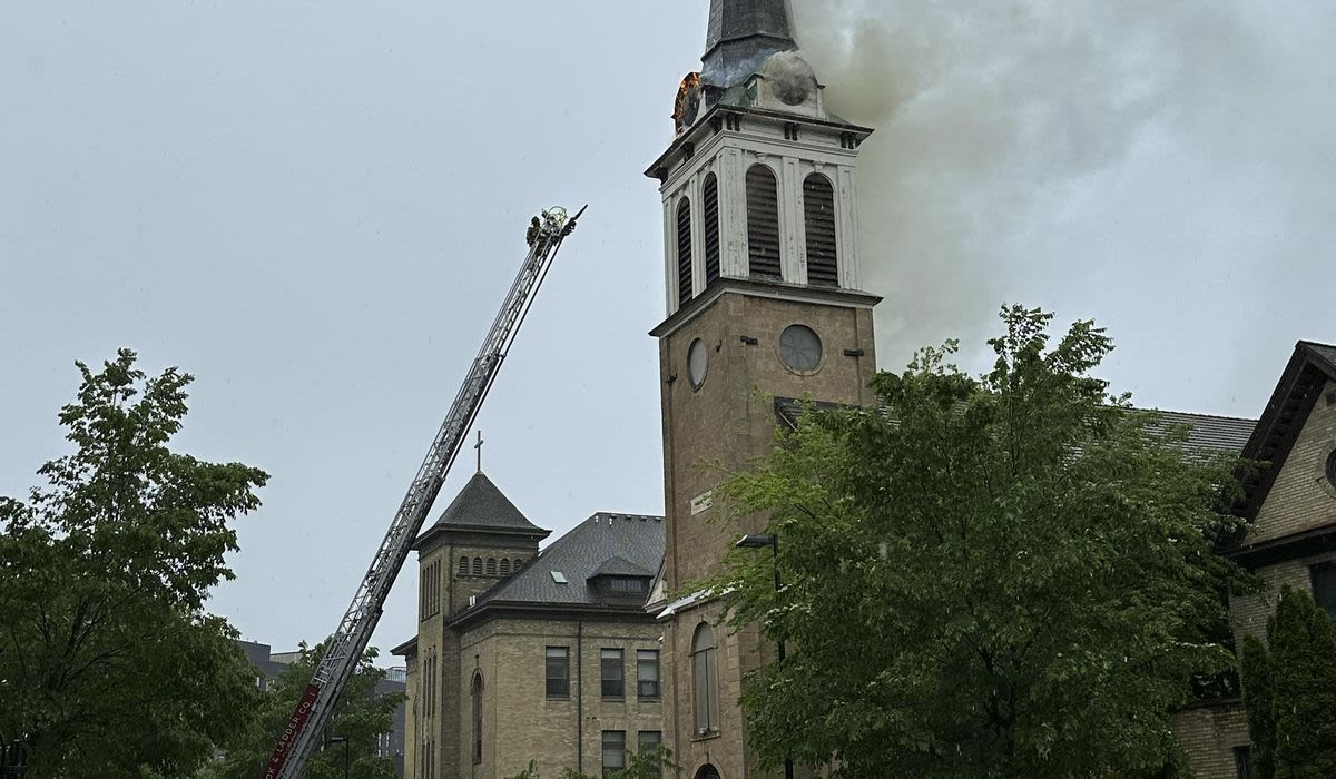 Catholic church in downtown Madison, Wisconsin catches fire after storms