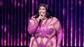 Lizzo Wears Stunning Sparkling Barbie Pink Catsuit at Kia Forum