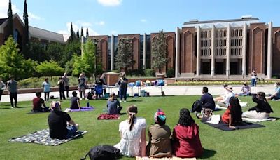 Mercer students gather for a demonstration for students' rights to protest