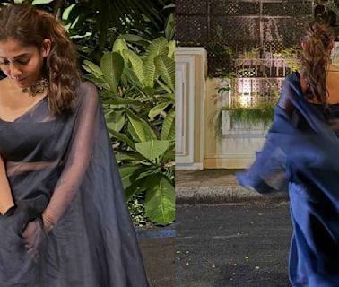 Nayanthara teaches us how to elevate basics in a dark blue sheer saree look