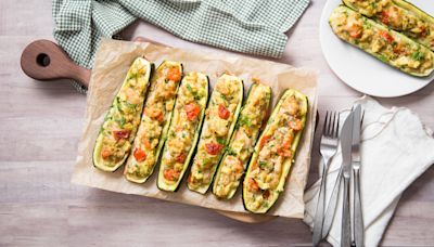 Mediterranean Shrimp-Stuffed Zucchini Boats Recipe