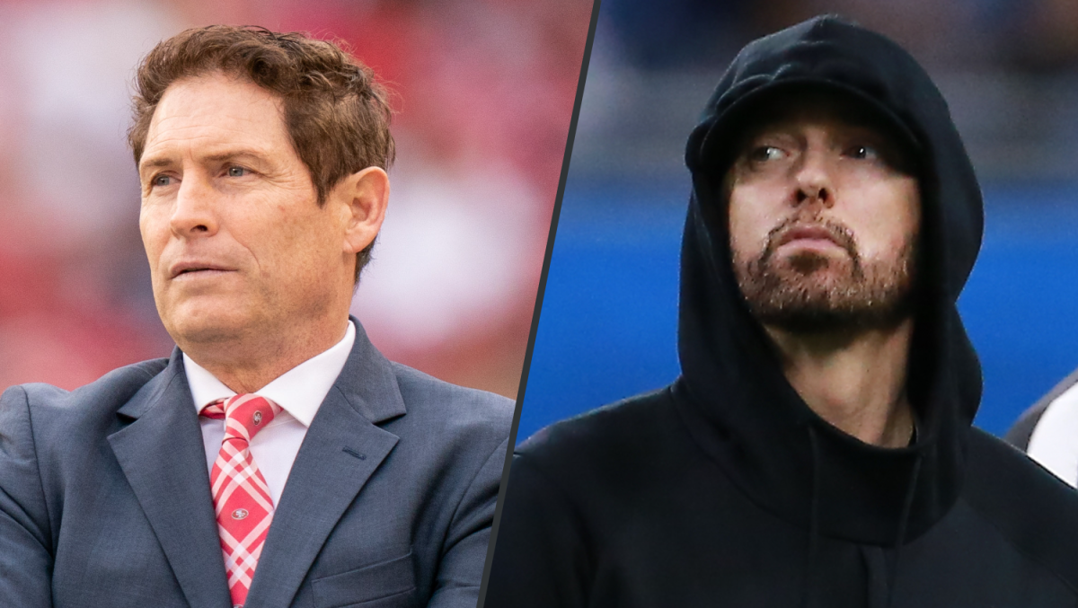 What Steve Young shockingly told Eminem during 49ers-Lions NFC title game