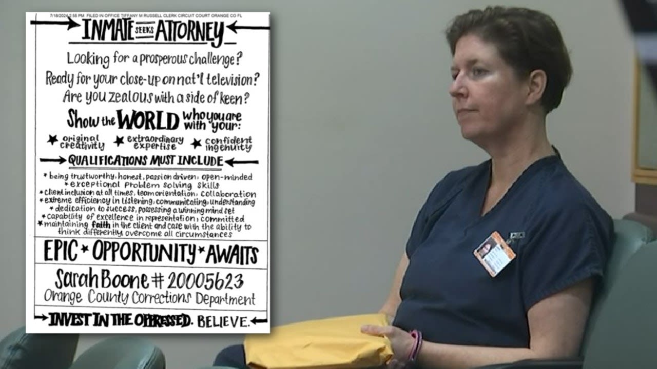 Sarah Boone crafts hand-drawn 'inmate seeks attorney' ad in latest letter to Florida judge