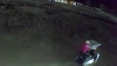 Crazed cowboys steal golf cart and destroy BMW track after Idaho rodeo