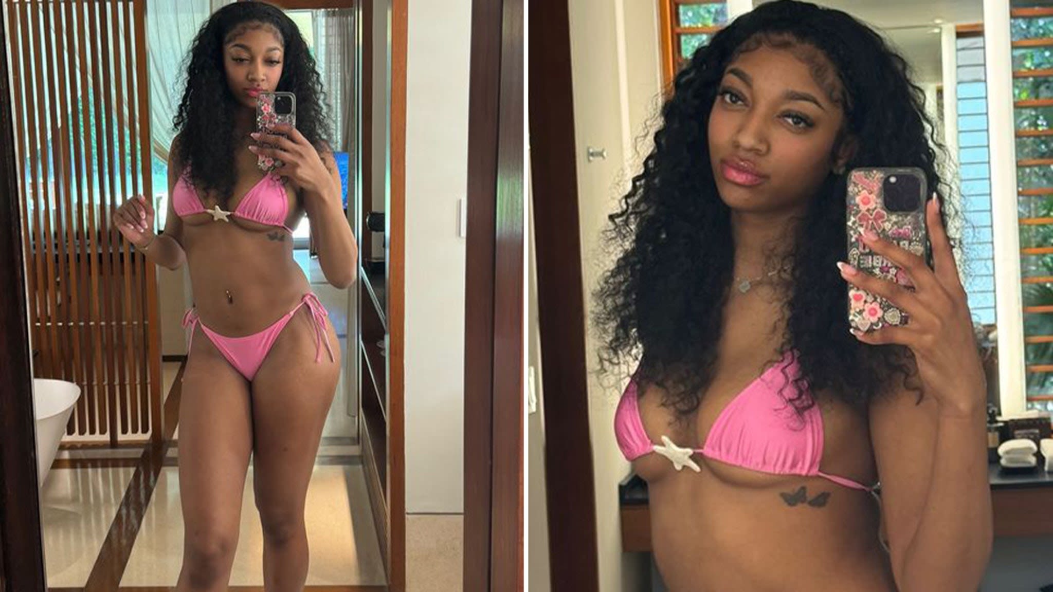 Angel Reese Rocks Tiny Pink Bikini On Vacation