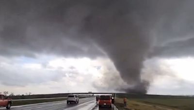 Watch: Tornado rips across highway in Nebraska