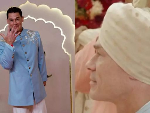 John Cena embraces the traditional Indian dress code for Anant Ambani-Radhika Merchant’s wedding; wears a turban - WATCH | - Times of India