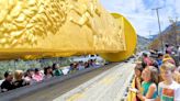 Giant golden railroad spike to honor transcontinental railroad workers visits USU