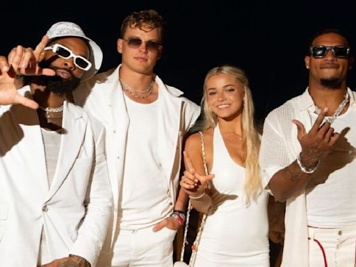 Joe Burrow, Ja’Marr Chase and Odell Beckham Jr Pose With Olivia Dunne at Michael Rubin’s White Party