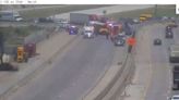 School bus, semi involved in multi-vehicle crash on SB I-135 in north Wichita