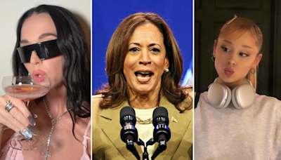 Katy Perry and Ariana Grande among stars to endorse Kamala Harris for president as Joe Biden drops out