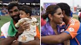 ...Father Win the T20 World Cup': Jasprit Bumrah Gives Son Angad His Medal, Hugs Wife Sanjana Ganesan After ...
