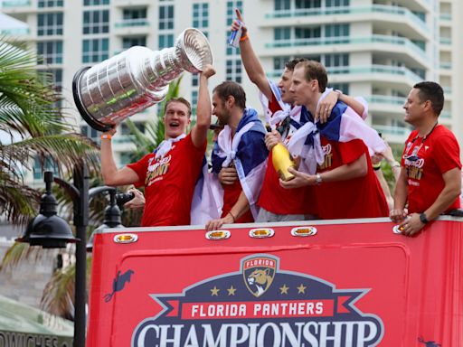 Florida Panthers celebrate Stanley Cup with parade, ceremony in rainy Fort Lauderdale