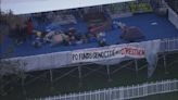 Pro-Palestinian protesters set up encampment on graduation stage at Pomona College