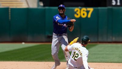 Shea Langeliers drives in career-high five runs, A's beat Rangers 9-4 in Game 1 of doubleheader