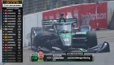 Así fue el accidente que dejó afuera a Canapino en la quinta vuelta de la carrera de IndyCar en Toronto