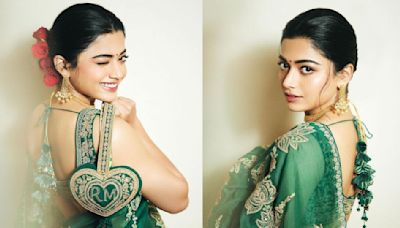 Not Rashmika Mandanna’s worth Rs 1,19,500 green saree but her glam makeup is the ONLY saving grace