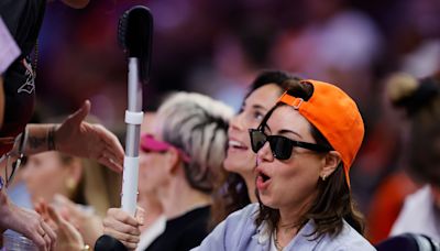 Aubrey Plaza is greeted by Caitlin Clark & a WNBA star plays her nurse after ACL tear