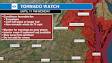 Tornado Watch for much of Virginia on Monday evening