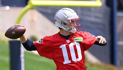 Watch Drake Maye throw sweet no-look pass at Patriots OTA practice