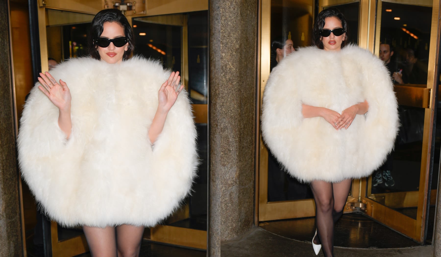Rosalía Cozies Up in Faux Fur Celine Coat After ‘The Tonight Show’ Taping