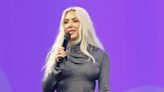 Kim Kardashian Opts for Cooler Color Palette With Gray Long-sleeve Dress for OMR Festival in Hamburg