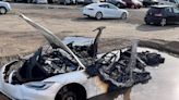 Flaming Tesla has to be buried in pit to extinguish battery