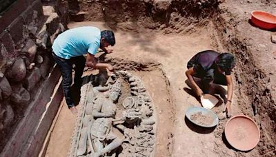 Vishnu sculpture found during excavation in Maharashtra