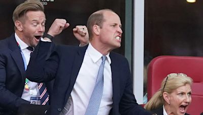 Prince William fist pumps air after England's win as he hails victory