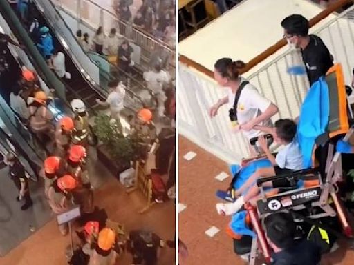 Boy wearing Crocs-like sandals gets foot stuck in Jurong Point escalator, freed by SCDF after 40 min