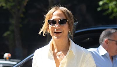 Jennifer Lopez looks radiant as she goes for wardrobe fitting in Paris