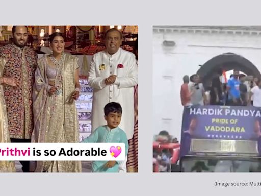 Little Prithvi Ambani greeting guests, Hardik Pandya’s grand welcome in Vadodara and more: Top five viral videos