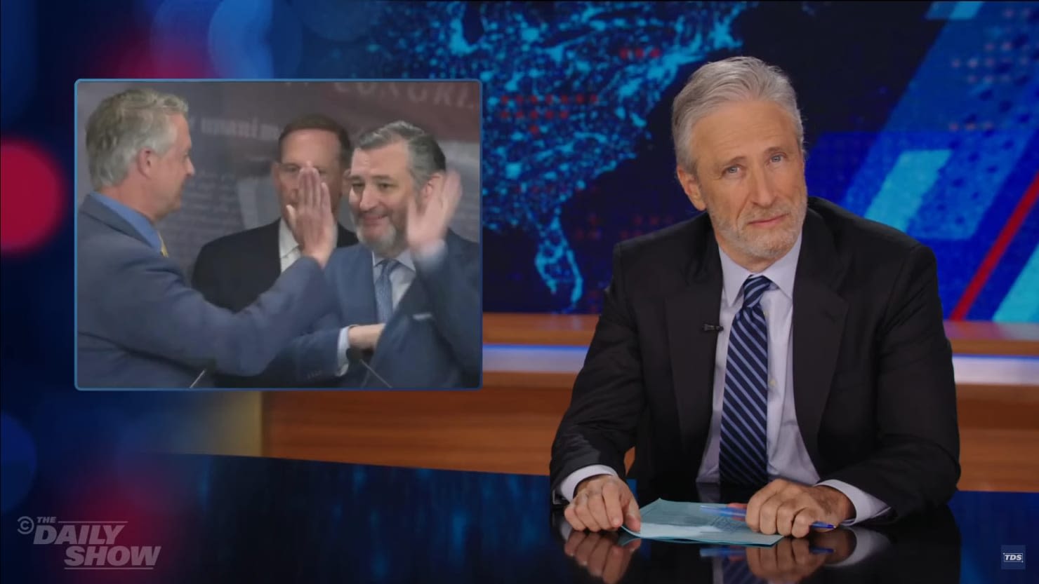 Stewart Mocks Ted Cruz Over Reaction to Biden’s Israel Ultimatum