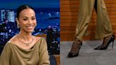 Zoe Saldaña Wears Tom Ford Chain-Accent Pumps on ‘The Tonight Show Starring Jimmy Fallon’