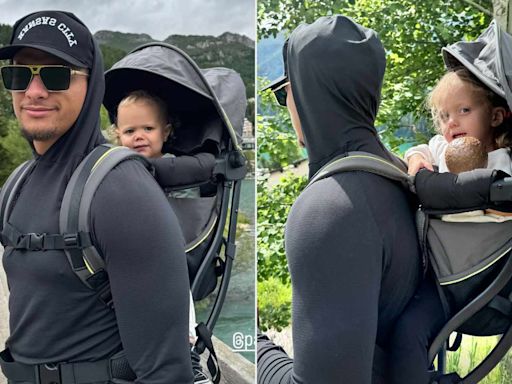 Patrick Mahomes Shows Off His Dad Strength While Carrying Both Kids on Spain Vacation