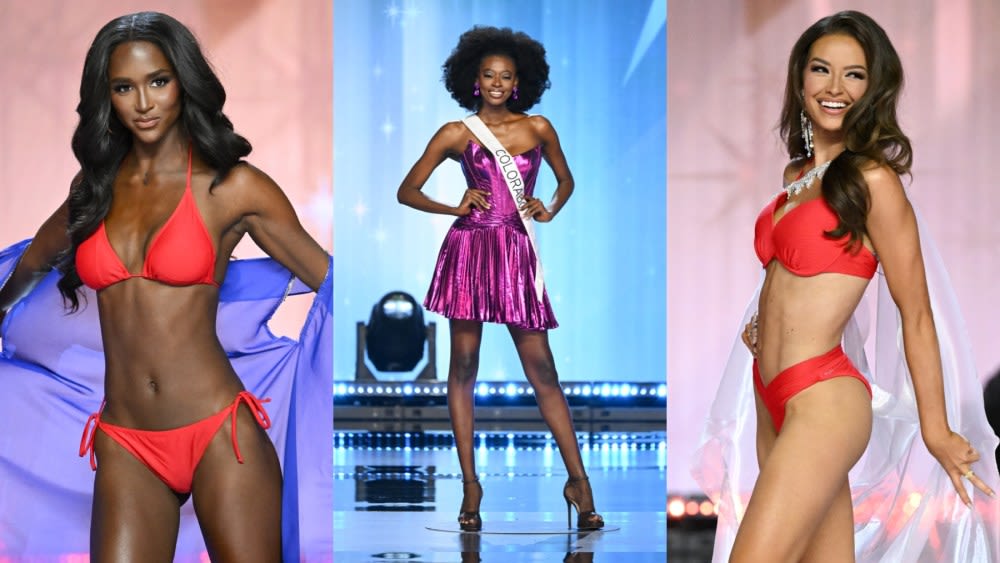 Miss USA 2024 Top 20 Contestants Model Patriotic Swimsuits and Shine in Metallic Sherri Hill Cocktail Dresses: See the Looks