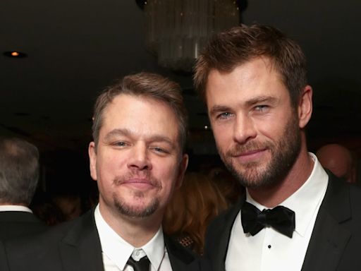 See Chris Hemsworth Hold Matt Damon's Hand as He Gets New Tattoo