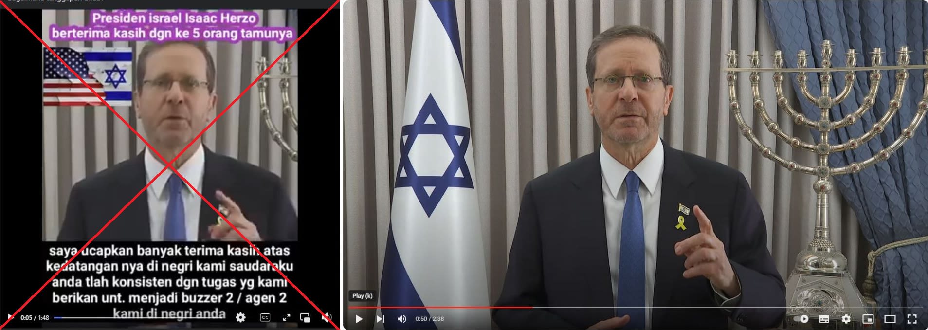 Video shows Israel president's independence day message, not thank you to Indonesian 'buzzers'