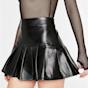 Short Pleated Leather Skirt