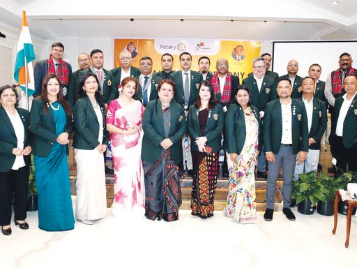 Attendees pose after the 6th Installation Ceremony of the Rotary Club Shillong Heritage was held at City Hut Dhaba, on Saturday. Vikash Chokhani...