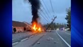 Fiery crash shuts downs Route 16 in Mendon