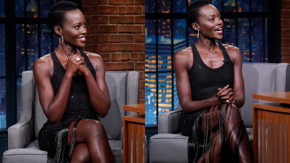 Lupita Nyong’o Gives Little Black Dress a Fringy Update for ‘Seth Meyers,’ Talks ‘A Quiet Place: Day One’