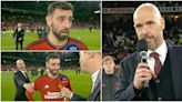 Bruno Fernandes dragged away from interview by Erik ten Hag while discussing his Man Utd future