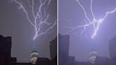 Lightning strikes One World Trade Center tower during storm