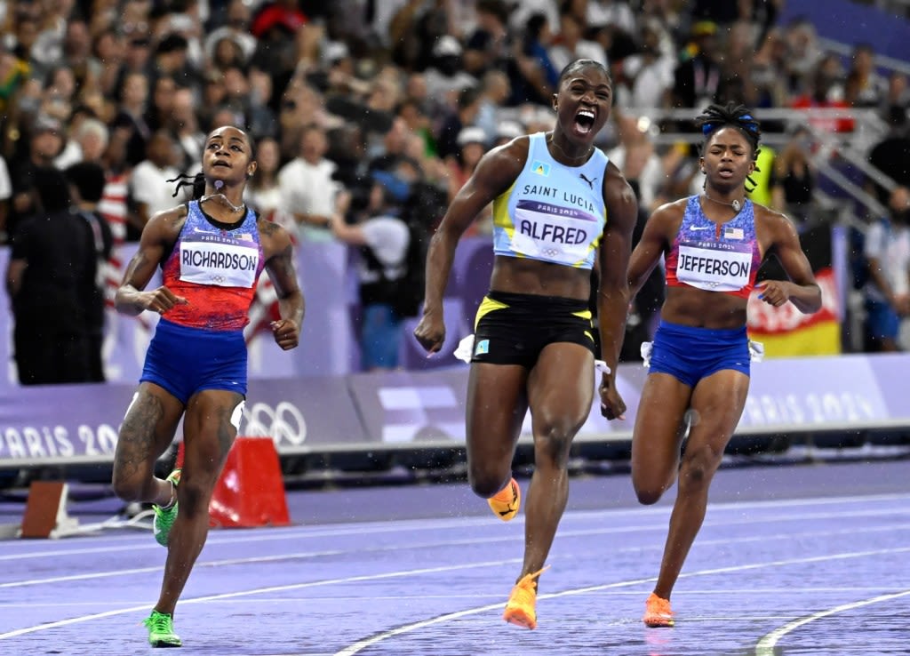 Julien Alfred upsets Sha’Carri Richardson for Olympic 100-meter gold