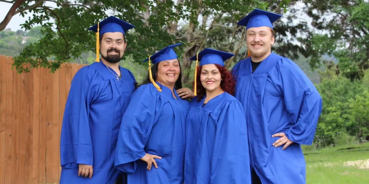 Mom earns degree 32 years later, graduates with 3 of her children