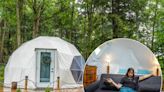 I glamped in a geodesic dome in the woods. It rained the whole time and was still one of the coolest places I've stayed.