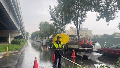 路樹倒塌砸兩車、烏日警冒雨疏導交通並協助排除險情 | 蕃新聞