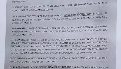 Difunden en redes carta de La Familia Michoacana con la que extorsionan a dueños de negocios - La Opinión