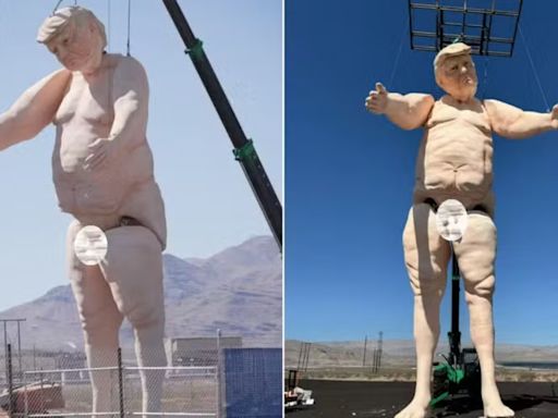 Estátua pelada e gigante de Donald Trump aparece em Las Vegas